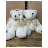 White Plush Teddy Bears with Bows