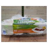 Hinged Lid 3-Compartment Food Containers, 50ct