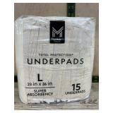 23x36 in Large Disposable Underpads, 15 Ct
