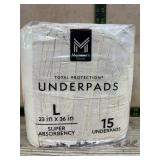 Large Disposable Underpads 23x36in, 15 Pack