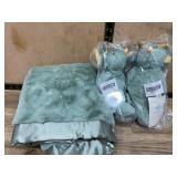 Plush Dinosaur Toy Pair With Satin-Edged Blanket