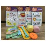 Baby Grin Stickers, Teether, Spoon, Bath Toys Lot