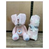 Pink Plush Bunny with Star Feet and Blanket