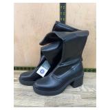 Black Faux Leather Platform Boots Size 6