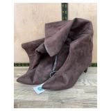 Brown Suede Slouch Booties Size 9.5 Wide Calf