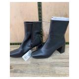 Black Faux Leather Ankle Boots, Size 10