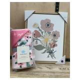 Framed Floral Art with Cloud Island Blanket