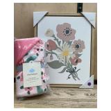 Floral Wall Art and Cloud Island Plush Blanket