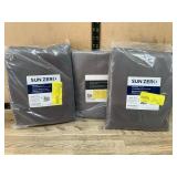 Sun Zero Gray Curtain Panel Set of Three