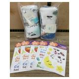 2 Baby Blankets With Cards and Stickers