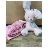 Pink Plush Bunny with Blanket Set