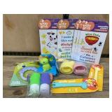 Baby Grin Lot: Rattle, Stickers, Utensils, Cups