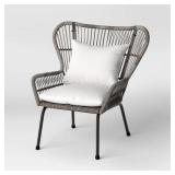 2pc Latigo Gray Outdoor Club Chairs, Steel/Wicker
