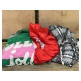 Scarf, Knit Sweater, and Red Dress Assortment