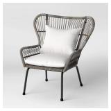 2pc Threshold Steel & Wicker Patio Club Chairs Gra