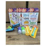 Baby Grin Stickers, Dino Pets, and Spoons Lot