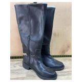 Black Knee-High Leather Boots Size 11