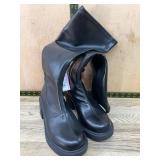 Black Faux Leather Boots with Size Tag