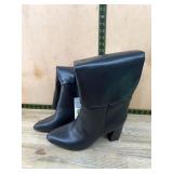 Black Faux Leather High Heel Boots Size 11