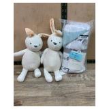 Pair Plush Rabbits Plus Baby Blanket