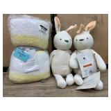 Blanket And Two Plush Rabbit Toys Set
