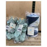 Baby Plush dinos and Cloud Island blanket
