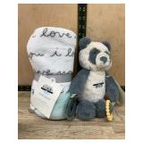 Plush Panda Toy and Cloud Island Blanket Set