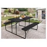 3-Piece Black Folding Picnic Table Set