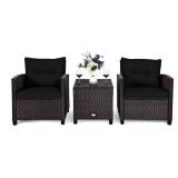3-Piece Wicker Chair and Table Patio Set