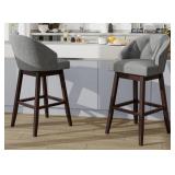 2 Gray Upholstered Bar Stools
