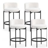 4 White Upholstered Bar Stools