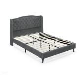 Full Upholstered Bed Frame with Tufted Headboard