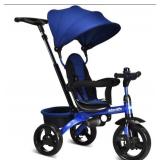 4 in 1 Kids Tricycle with Push Handle, Blue