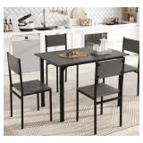 Black Dining Table With 4 Chairs, Boxed Set