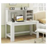 White Computer Desk With Hutch and Storage