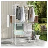 Foldable Aluminum Laundry Rack With Shelves
