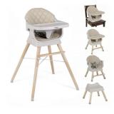 Convertible High Chair With Wooden Legs