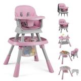Convertible Pink Gray High Chair Activity Center