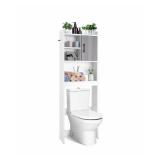 White Over Toilet Storage with Doors & Shelves