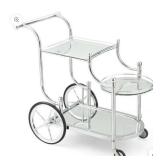 Chrome and Glass Bar Cart, Missing Glass/Pieces