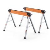 Folding Metal 2 Pack Saw Horses, Orange Finish