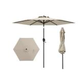 Beige Outdoor Patio Umbrella with Crank
