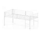 White Metal Twin Loft Bed Frame