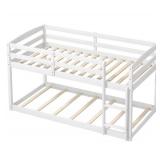 White Twin Over Twin Floor Bunk Bed Frame