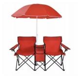 Costway 2 Red Steel Frame Balcony Chairs Set