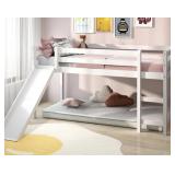 Costway Twin Low Loft Bed Frame With Slide