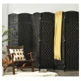 6ï¿½ 6-Panel Black Woven Room Divider Screen