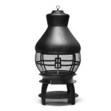 Black Steel Outdoor Chiminea Fireplace