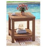 Wood Slat Outdoor Side Table Unassembled