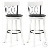 White and Black Metal Swivel Bar Stools